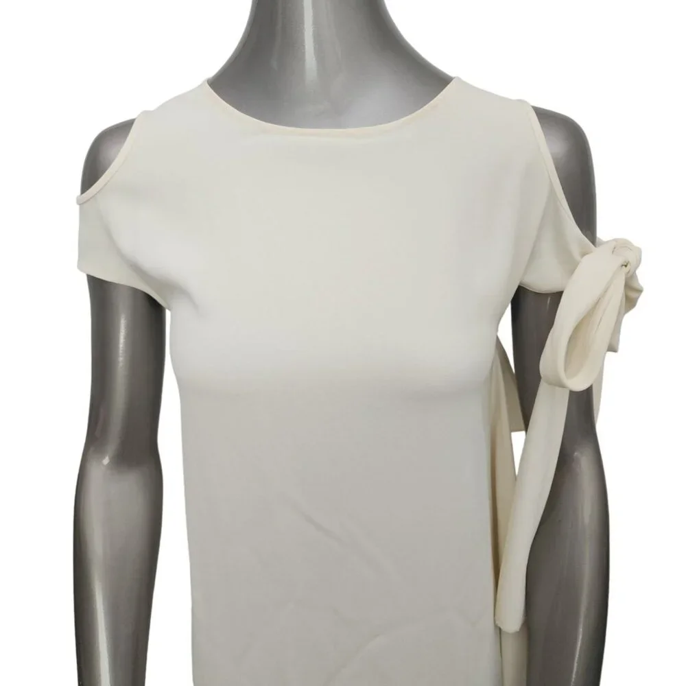 Helmut Lang NWT Ivory Dress Shoulder Tie Midi Solid Drape Party  Extra Small XS